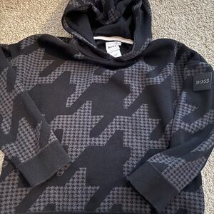 BOSS kids Black and Gray Patterned Hoodie